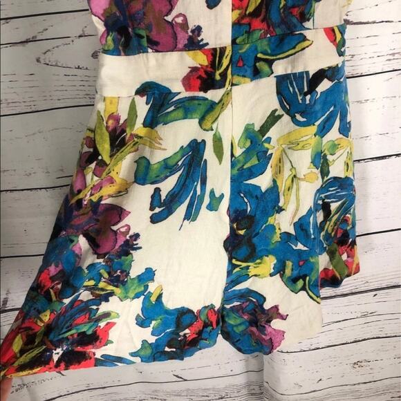 Rachel Roy Womens Floral Blue open back Romper Jumpsuit size 4 - Picture 7 of 11